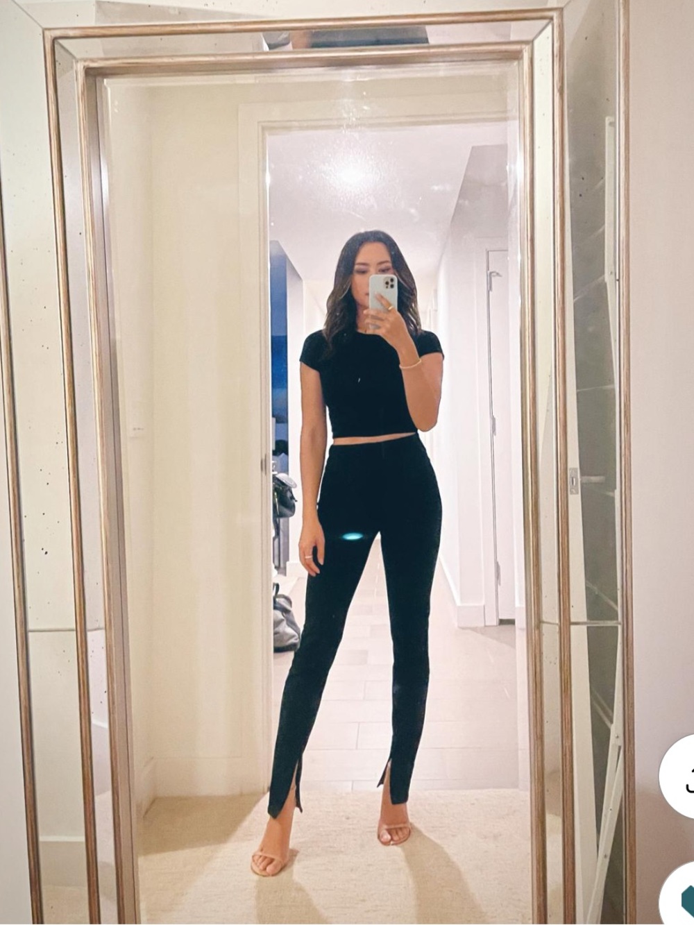Women's Black Split-Hem Slim Pants